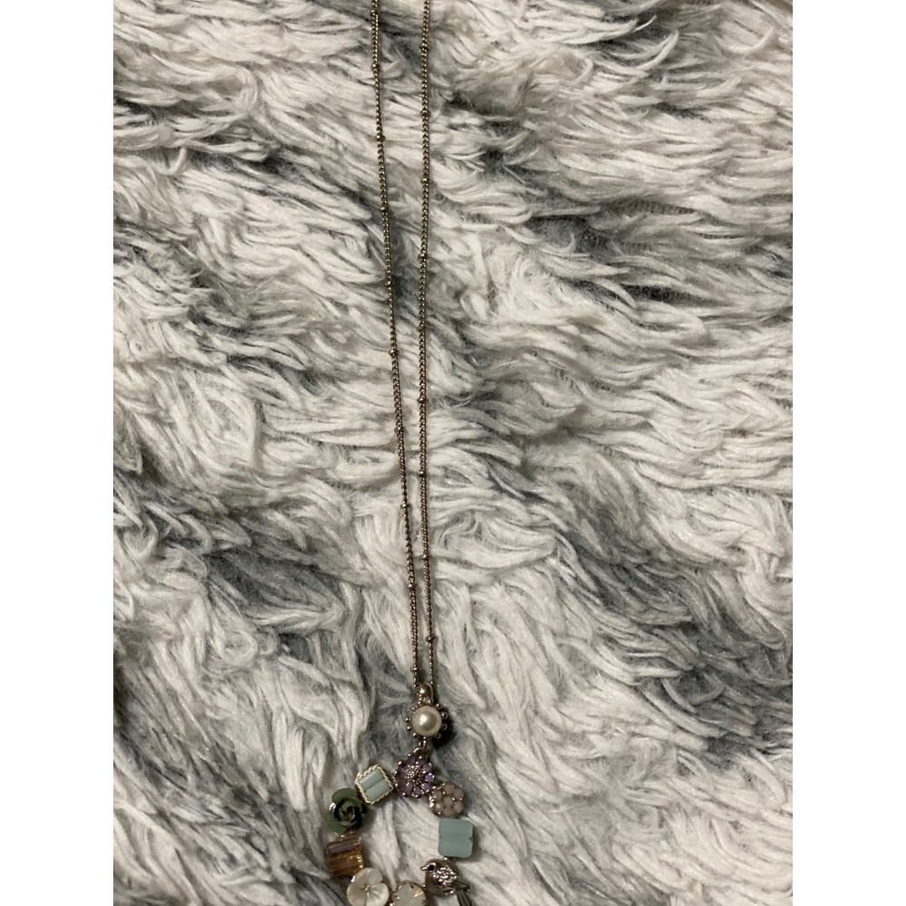 Floral Bird Charm Pendant Necklace Delicate Feminine Statement Jewelry